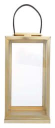 Seaville Steel Lantern – Gold with Hair-on-Leather Handle (Large)