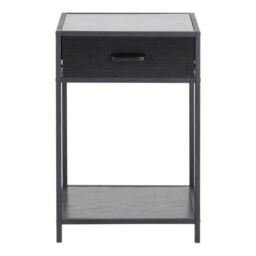 Seaford Bedside Table with 1 Drawer in Black - thumbnail 3