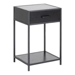 Seaford Bedside Table with 1 Drawer in Black - thumbnail 2