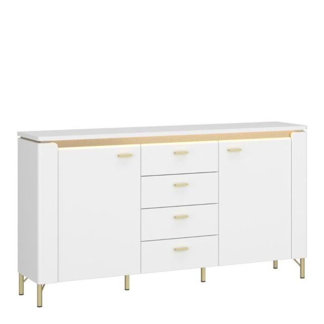 Lazio Sideboard 2 Door 4 Drawer in Alpine White/White Gloss - image 1