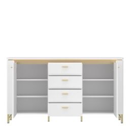 Lazio Sideboard 2 Door 4 Drawer in Alpine White/White Gloss - thumbnail 4