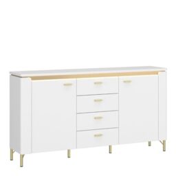 Lazio Sideboard 2 Door 4 Drawer in Alpine White/White Gloss - thumbnail 1