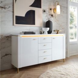 Lazio Sideboard 2 Door 4 Drawer in Alpine White/White Gloss - thumbnail 3