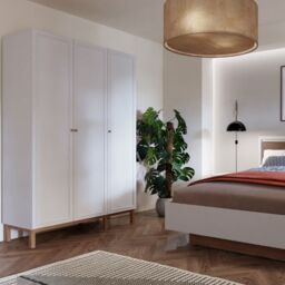 Wensley 3 Door Wardrobe in Light Grey and Oak - thumbnail 3