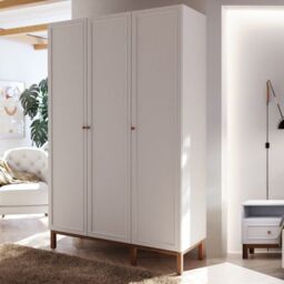 Wensley 3 Door Wardrobe in Light Grey and Oak - thumbnail 1