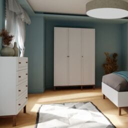 Wensley 3 Door Wardrobe in Light Grey and Oak - thumbnail 4
