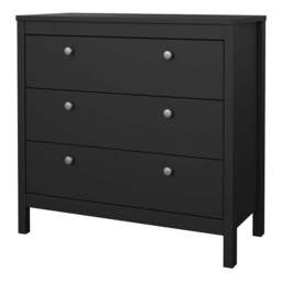 Madrid Chest 3 Drawers in Matt Black - thumbnail 3