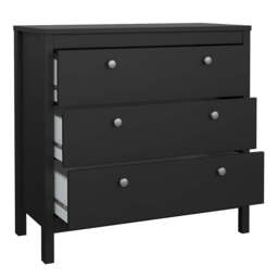 Madrid Chest 3 Drawers in Matt Black - thumbnail 5