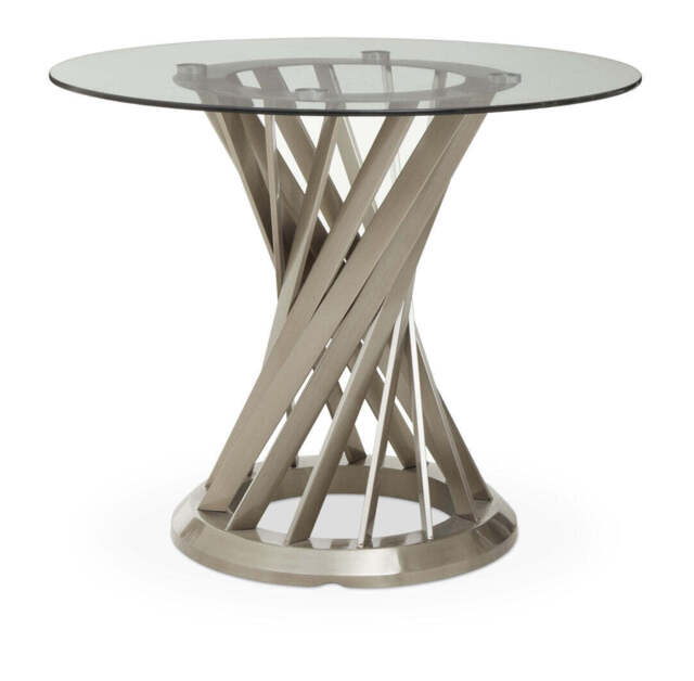 Pembroke Hourglass Dining Table – Clear Glass & Silver - image 1