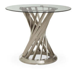 Pembroke Hourglass Dining Table – Clear Glass & Silver - thumbnail 1