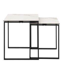 Katrine Square Coffee Table Set in Ceramic White - thumbnail 3