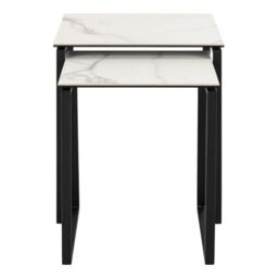 Katrine Square Coffee Table Set in Ceramic White - thumbnail 4