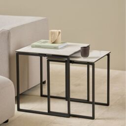 Katrine Square Coffee Table Set in Ceramic White
