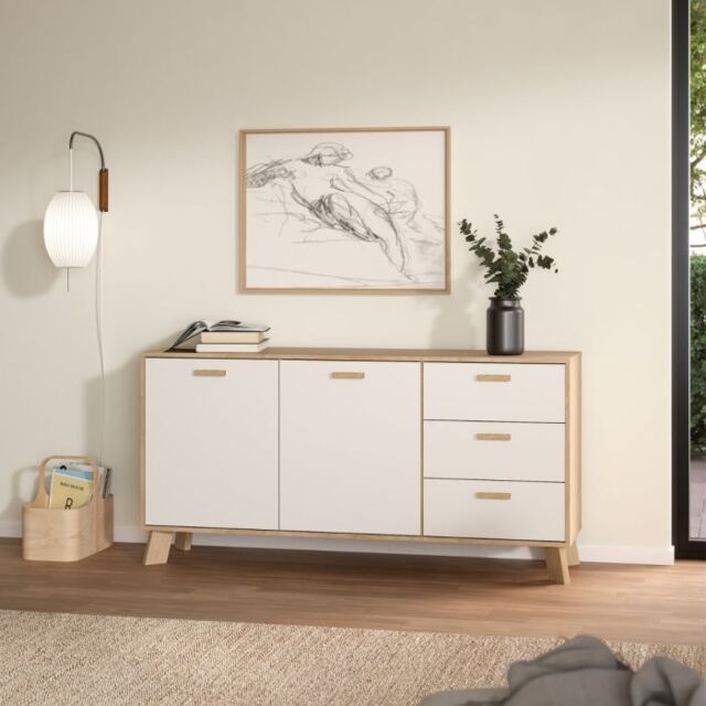 Ikast Sideboard 2 Doors 3 Drawers in Jackson Hickory and White - image 1