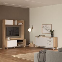 Ikast Sideboard 2 Doors 3 Drawers in Jackson Hickory and White - thumbnail 2