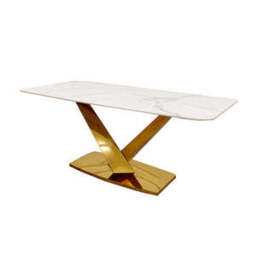 Valeo Gold 1.8 Dining Table with Polar White Sintered Stone Top - thumbnail 1
