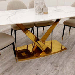 Valeo Gold 1.8 Dining Table with Polar White Sintered Stone Top - thumbnail 2