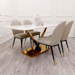 Valeo Gold 1.8 Dining Table with Polar White Sintered Stone Top - thumbnail 4
