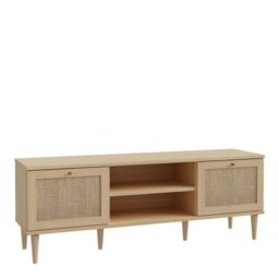 Calasetta TV Unit with 2 Doors and 1 Shelf in Natural Rattan Finish - thumbnail 1