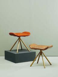 Solace Tan Leather Dining Chair with Gold Finish Frame - thumbnail 2