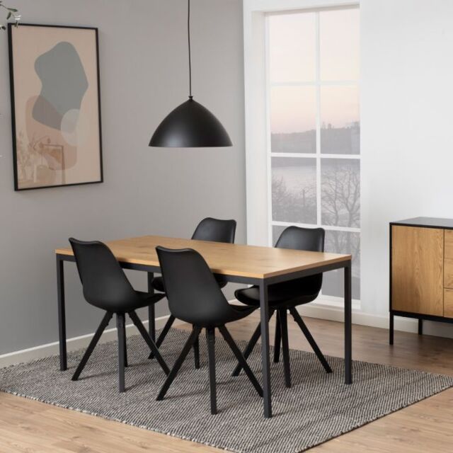 Seaford Dining Table in Black & Oak 160x74cm - image 1