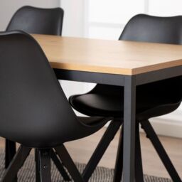 Seaford Dining Table in Black & Oak 160x74cm - thumbnail 4