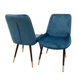 Luna Velvet Dining Chair – Available in Sets of 2, 4, or 6 - Navy Blue / 6
