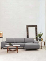 Gilded Chaise Sofa – Grey Fabric (3 Seat, Left) - thumbnail 3