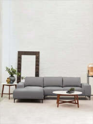 Gilded Chaise Sofa – Grey Fabric (3 Seat, Left) - thumbnail 2