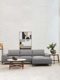 Gilded Chaise Sofa – Grey Fabric (3 Seat, Left) - thumbnail 4