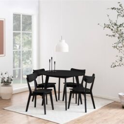 Roxby Round Dining Table in Black 105x76cm includes 4 Roxby Dining Chairs in Black - thumbnail 1