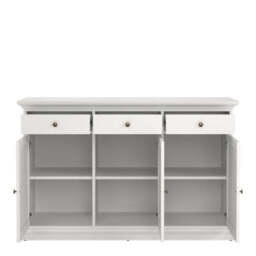 Paris Sideboard with 3 Doors and 3 Drawers in White - thumbnail 3