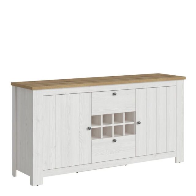 Celesto 2 Door 2 Drawer Sideboard with Wine Rack in White and Oak - image 1