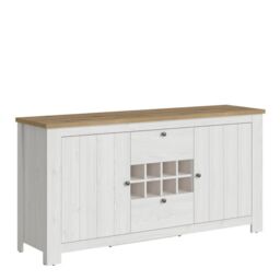 Celesto 2 Door 2 Drawer Sideboard with Wine Rack in White and Oak - thumbnail 1