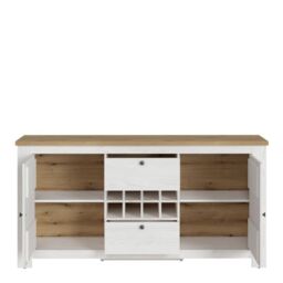 Celesto 2 Door 2 Drawer Sideboard with Wine Rack in White and Oak - thumbnail 2
