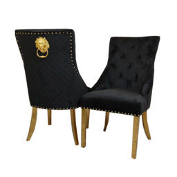 Bentley Gold Dining Chair – Available in Sets of 2, 4, or 6 - Black Velvet / 6