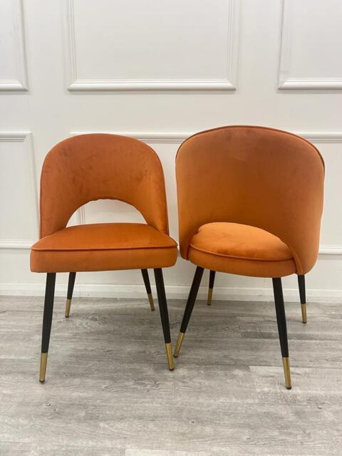 Astra Dining Chair – Available in Sets of 2, 4, or 6 - Rust Velvet / 2