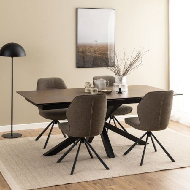 Heaven Extendable Dining Table with Ceramic Rusty Brown Top 200240cm - image 1