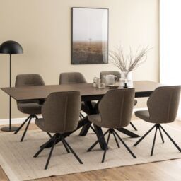 Heaven Extendable Dining Table with Ceramic Rusty Brown Top 200240cm - thumbnail 2