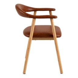 Addi Dining Chair With Armrest in PU Retro Brandy Set of 2 - thumbnail 4