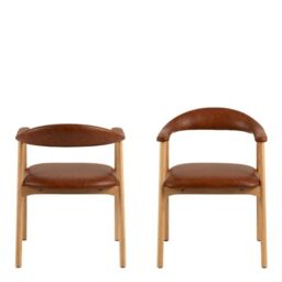Addi Dining Chair With Armrest in PU Retro Brandy Set of 2 - thumbnail 2