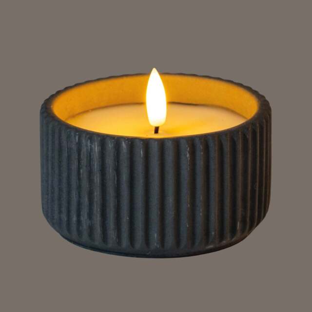Luxe Collection Natural Glow Small Ribbed LED Candle - image 1
