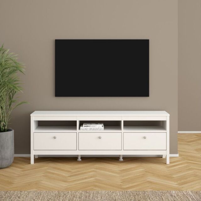 Madrid TV Unit 3 Drawers in White - image 1