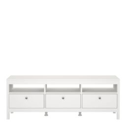 Madrid TV Unit 3 Drawers in White - thumbnail 4