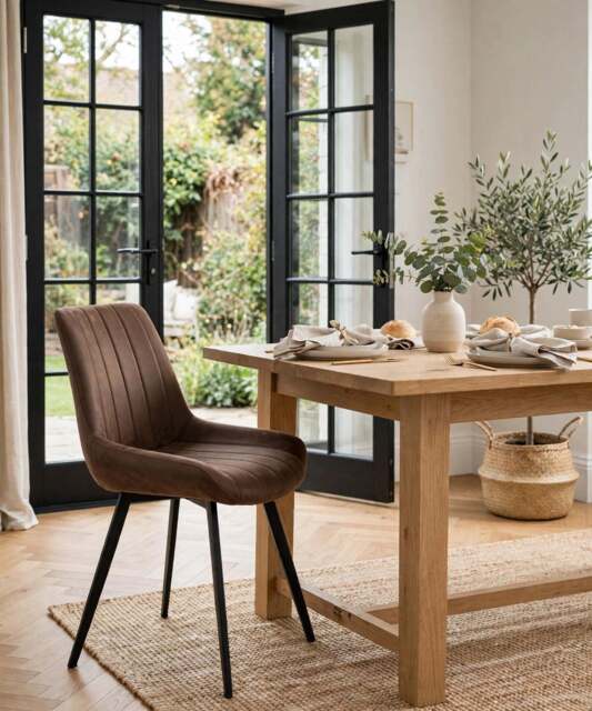 Malmo Modern Coffee Dining Chair in Oak Finish - image 1