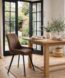 Malmo Modern Coffee Dining Chair in Oak Finish - thumbnail 1