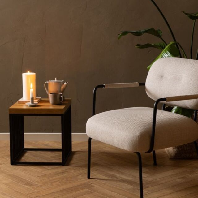 Strington Side Table in Black and Oak - image 1