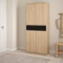 Naia Tall Oak & Black Shoe Storage Cabinet  4 Doors, 1 Drawer - thumbnail 2