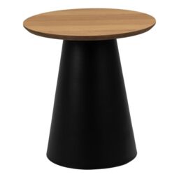 Soli Round Coffee Table in Oak/Black 45x48cm - thumbnail 3