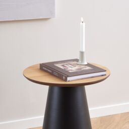Soli Round Coffee Table in Oak/Black 45x48cm - thumbnail 2